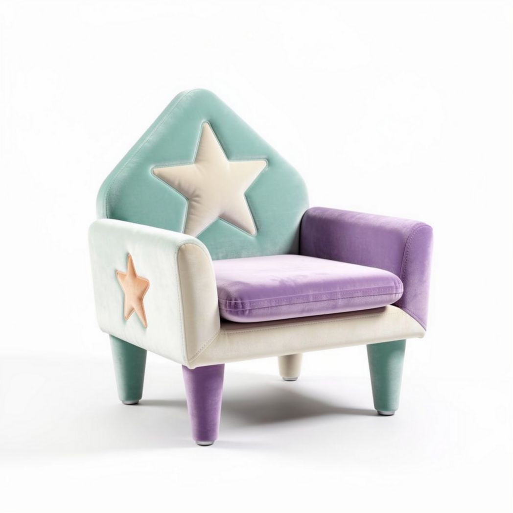 Children's Upholstered Accent Chair – Suitable for Playrooms or Nurseries – Made with Soft Fabric – 60 x 60 x 70cm