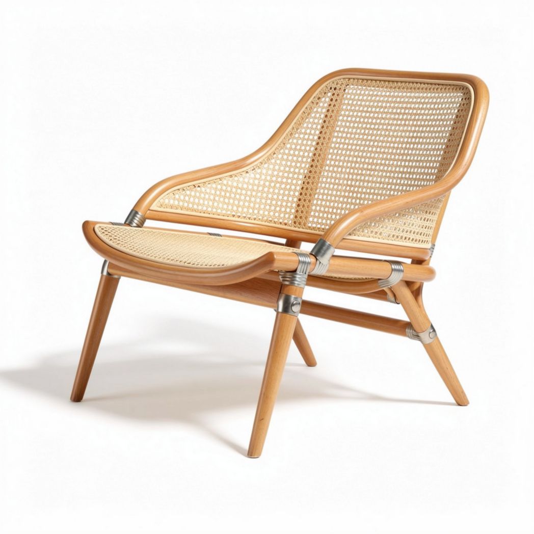 Rattan Lounge Chair for Indoor or Outdoor Use – Natural Material – 80 x 70 x 80cm