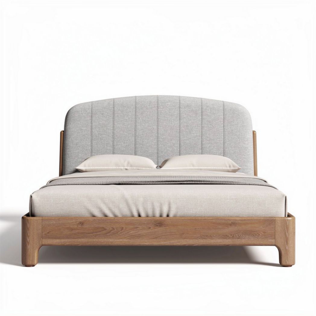 Wooden Bed Frame with Upholstered Headboard for Bedroom Use – 200 x 160 x 90cm