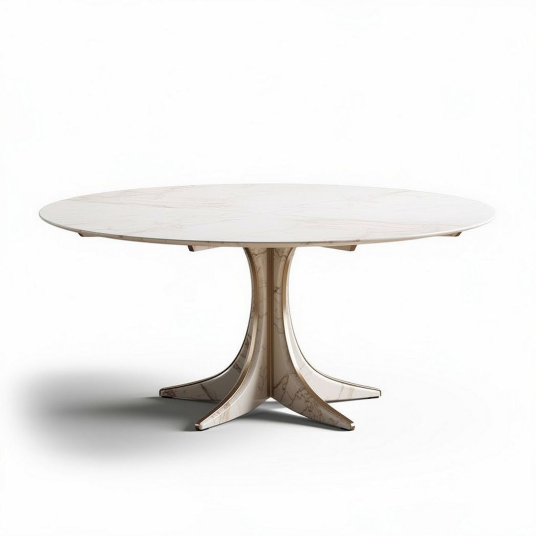 Round Dining Table – Suitable for Casual and Formal Dining – Made of Wood and Metal – 150 x 150 x 75cm