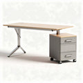 Metal and Wood Office Desk with Drawer Storage – 150 x 75 x 75cm