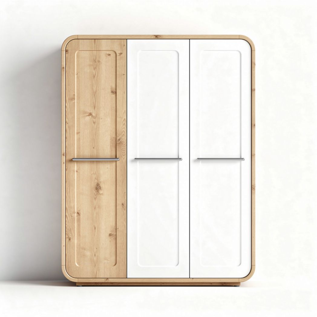 Wooden Double Door Wardrobe – For Bedroom Storage – Made of MDF and Natural Wood – 80 x 40 x 180cm