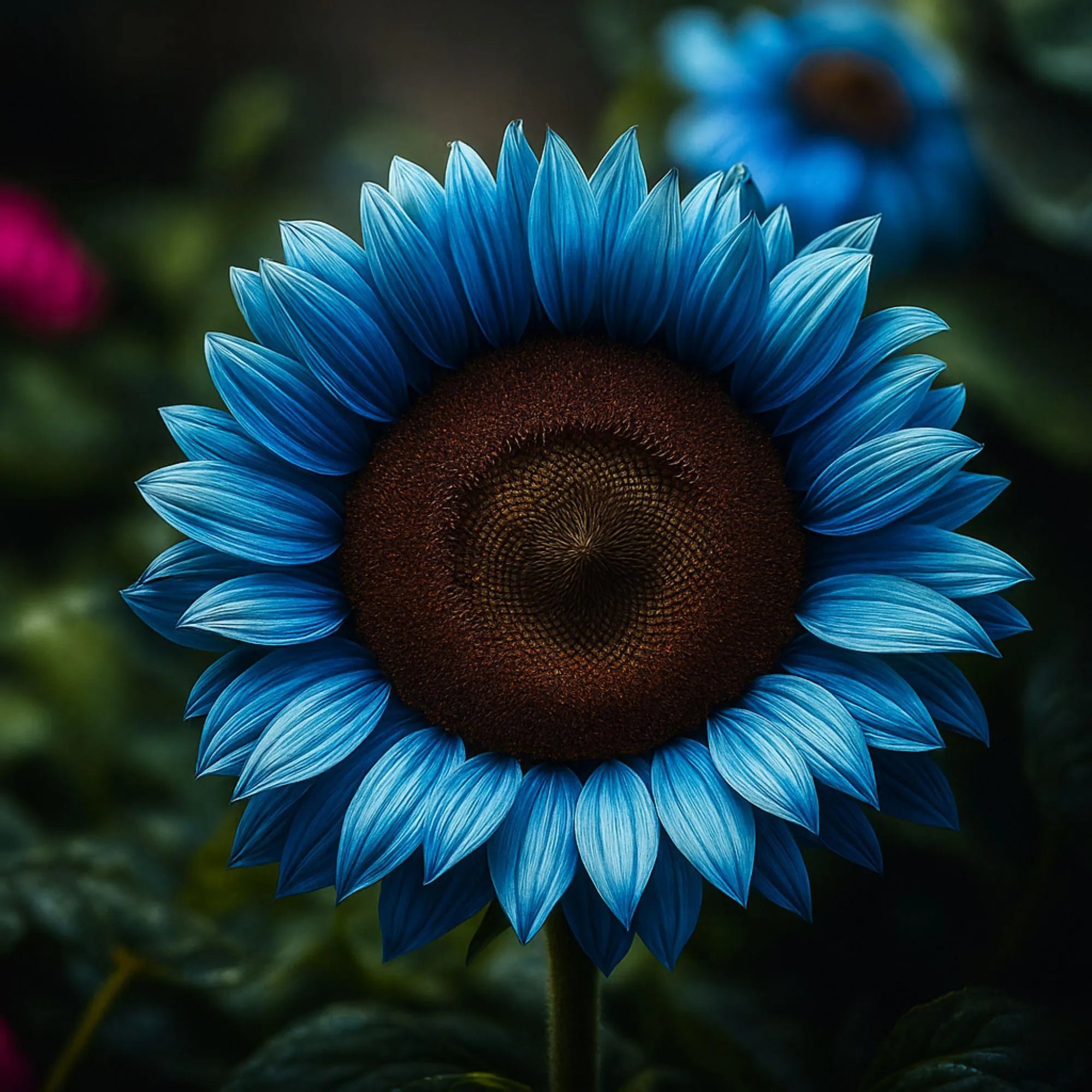 Midnight Oil Blue Sunflower Seeds: Rare Bonsai Black Hybrid, Non-GMO(8 Seeds)
